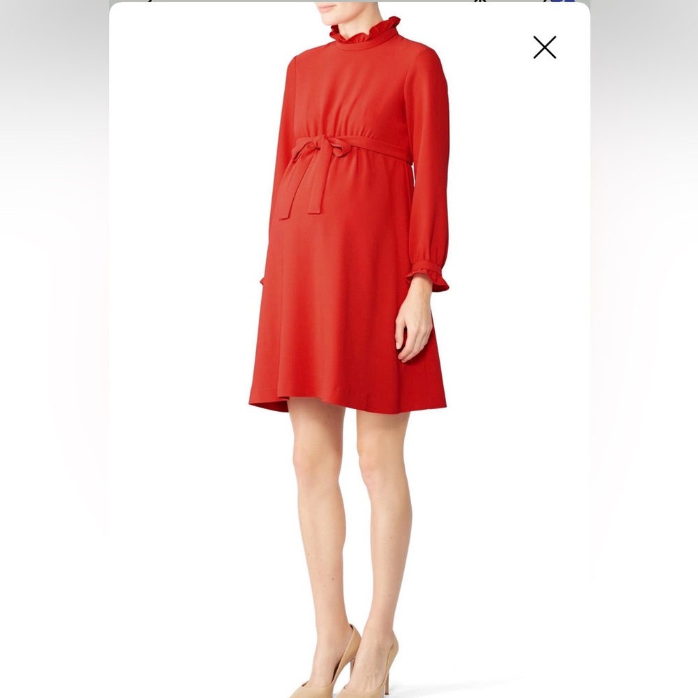Sail to Sable Red Ruffle Maternity Dress